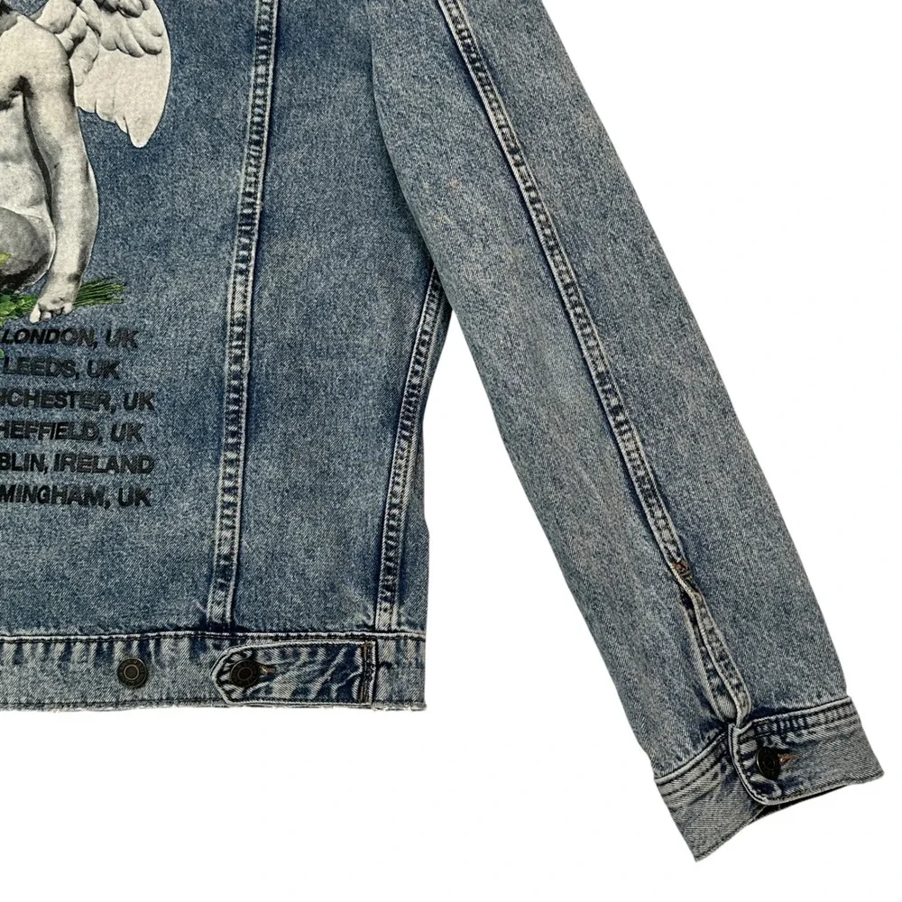 H&M Divided Young Thug Denim Jacket Angel Cherub Tour L Blue Acid Wash Unisex
